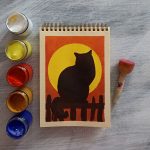 Урок по рисованию силуэта котика гуашью