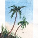 Пейзаж с пальмами. Урок по рисованию акварелью