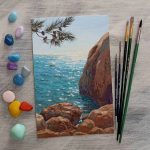 Пошаговый урок по рисованию морского пейзажа акрилом. Солнечный крымский пейзаж