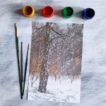 Урок по рисованию зимнего пейзажа гуашью